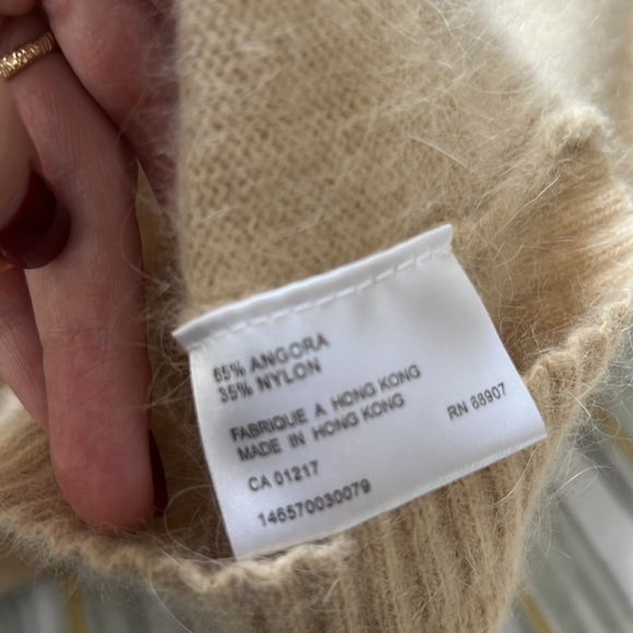 Angora blend short sleeve sweater in camel - Picture 5 of 5